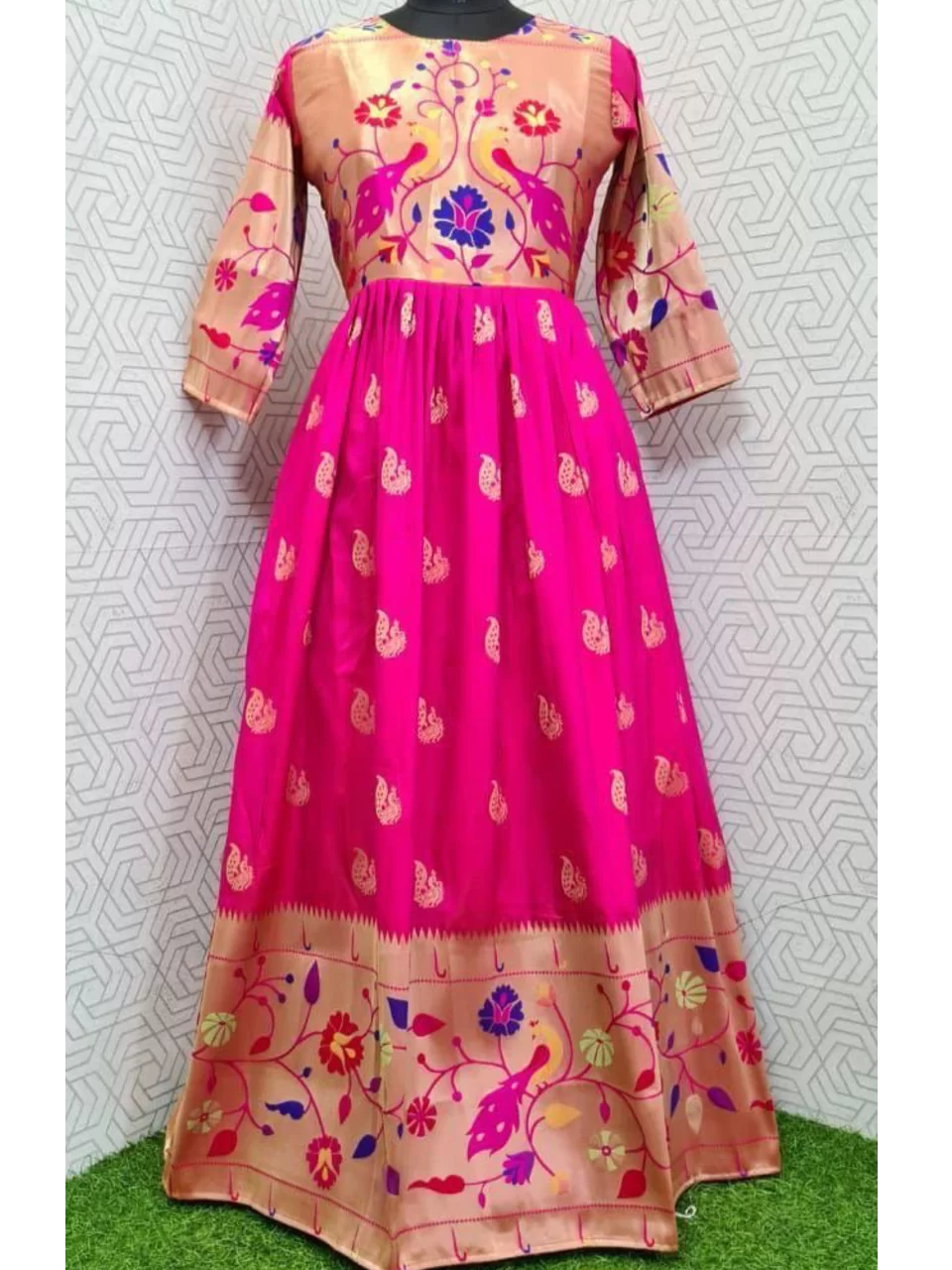Royal Blue Paithani Silk Anarkali Dress  Shopzters