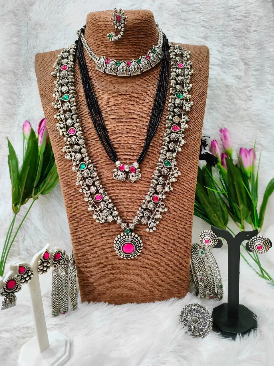 Oxidised jewellery clearance set with bangles