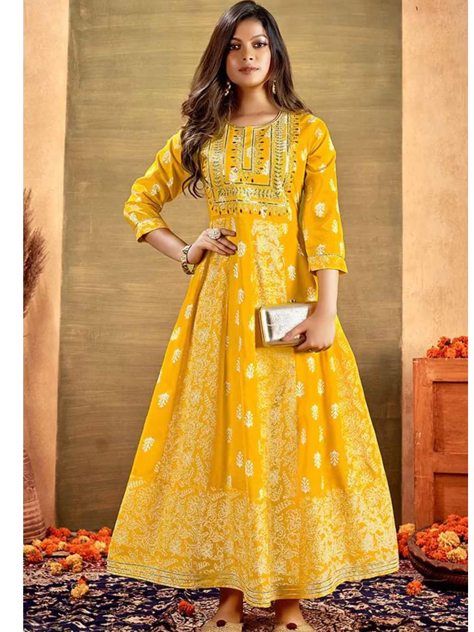 Bandhej Printed Anarkali Kurti in Georgette - KRTEL1664 from saree.com