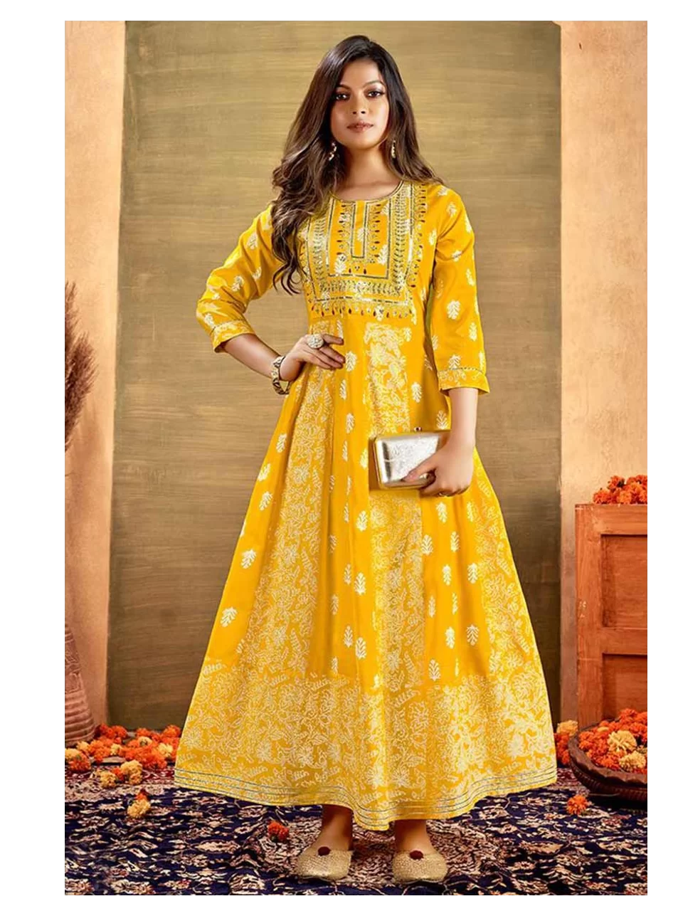 SKC Beautiful Angrakha style Anarkali Kurti with pants and Dupatta wit –  www.soosi.co.in