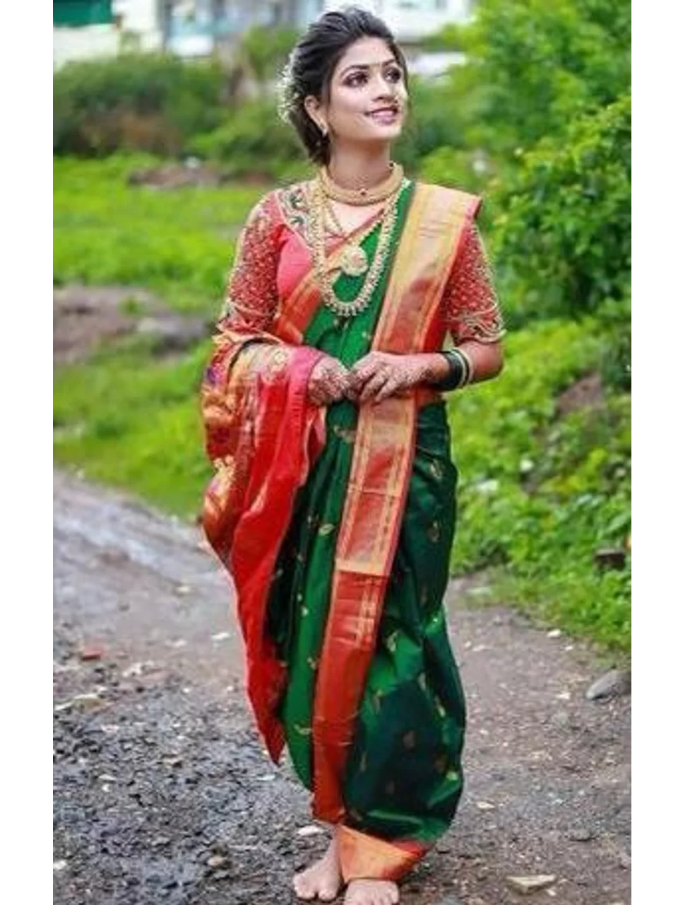 Buy Meenakari Border Paithani Sarees Online | Paithani Red Colour Sarees at  Best Price | Abhimani Paithani