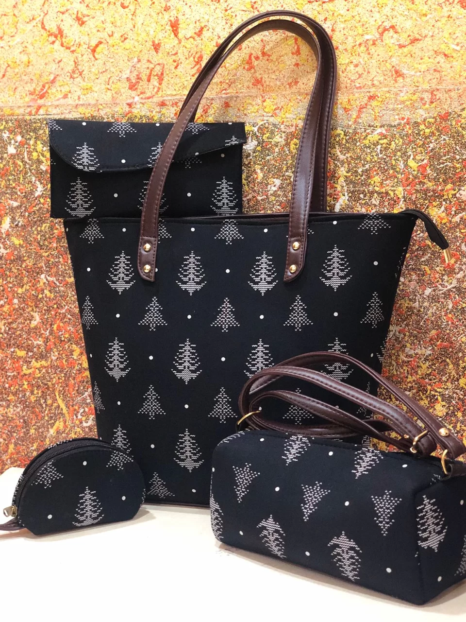 Ikkat Handbag Combo 5 Pieces Set A5 The Morani Fashion