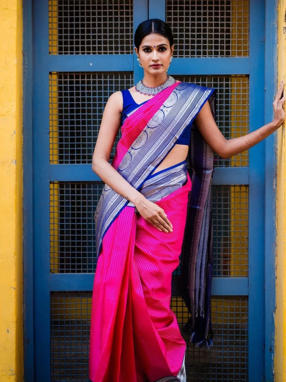 Aggregate 117+ pink saree with pink blouse latest