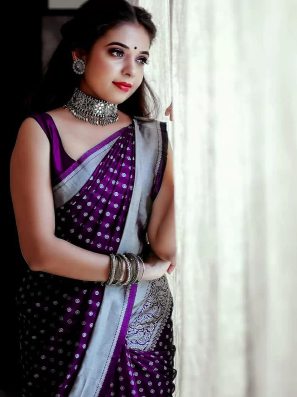 Purple bridal hotsell silk saree