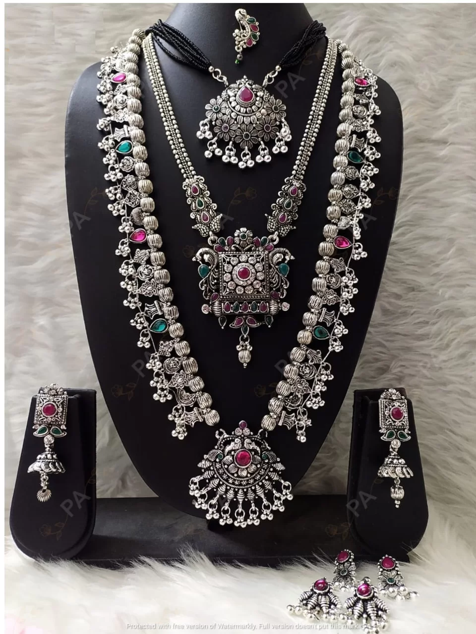 Silver oxidized jewellery set hotsell