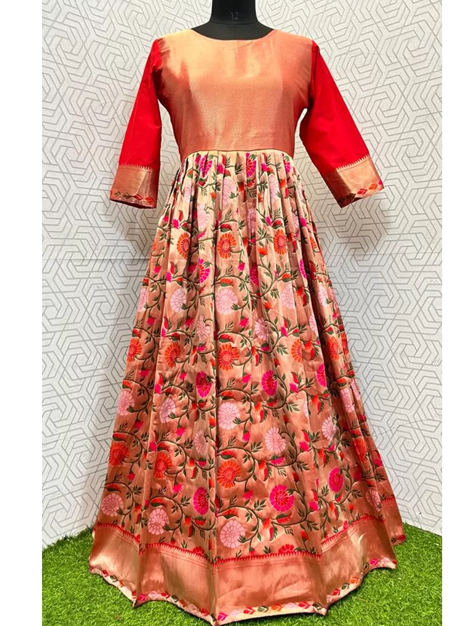 Beautiful Banarasi Silk Anarkali Gown. | New designer dresses, Velvet dress  designs, Silk anarkali suits